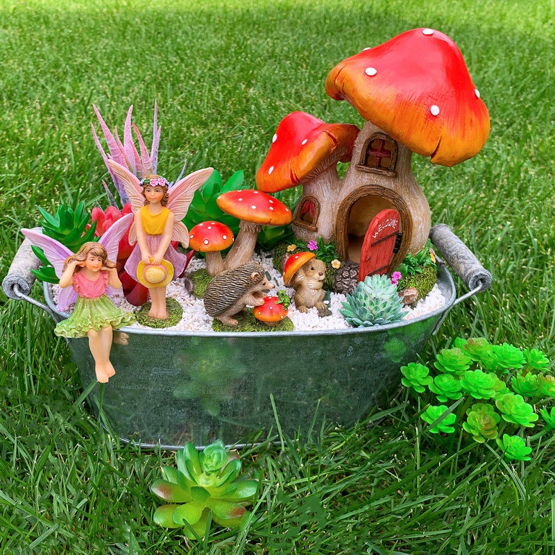 Mood Lab Fairy Garden - Mushroom House Set of 6 pcs - Miniature Figurines & Accessories Kit - for Outdoor or House Decor - Image 4